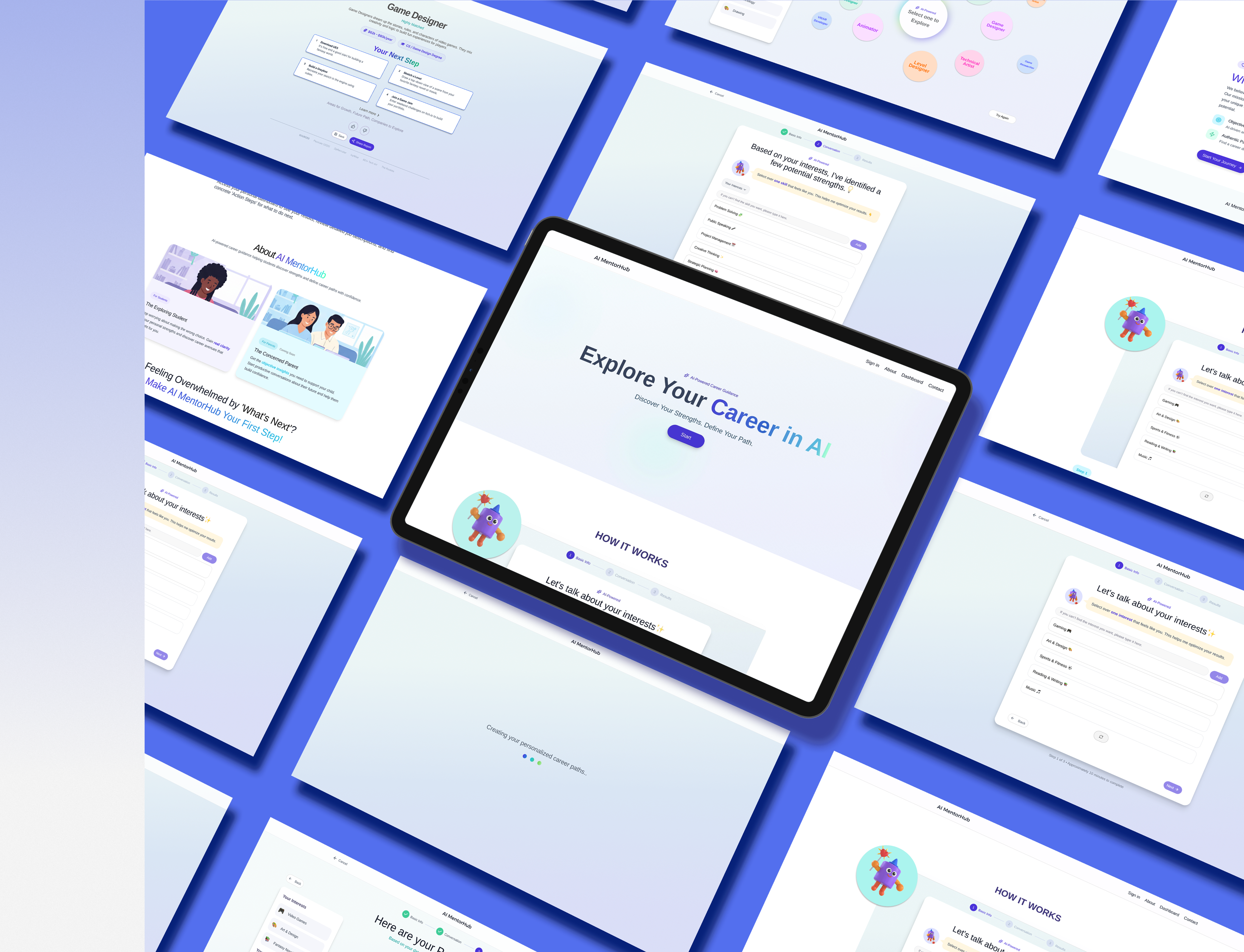 AI MentorHub interface mockups